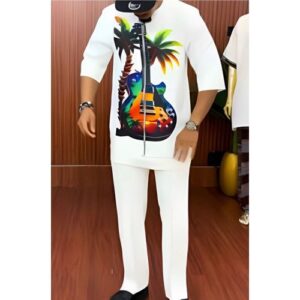 a4 fashion classic native wear for men white with printing work design